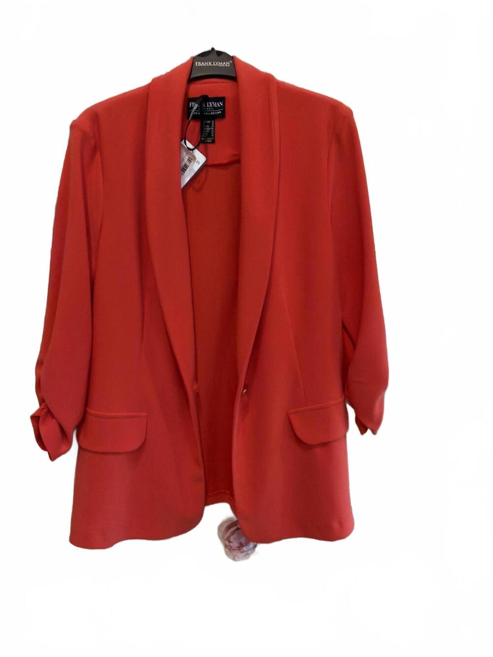 NEW FRANK LYMAN women's knit blazer in orange